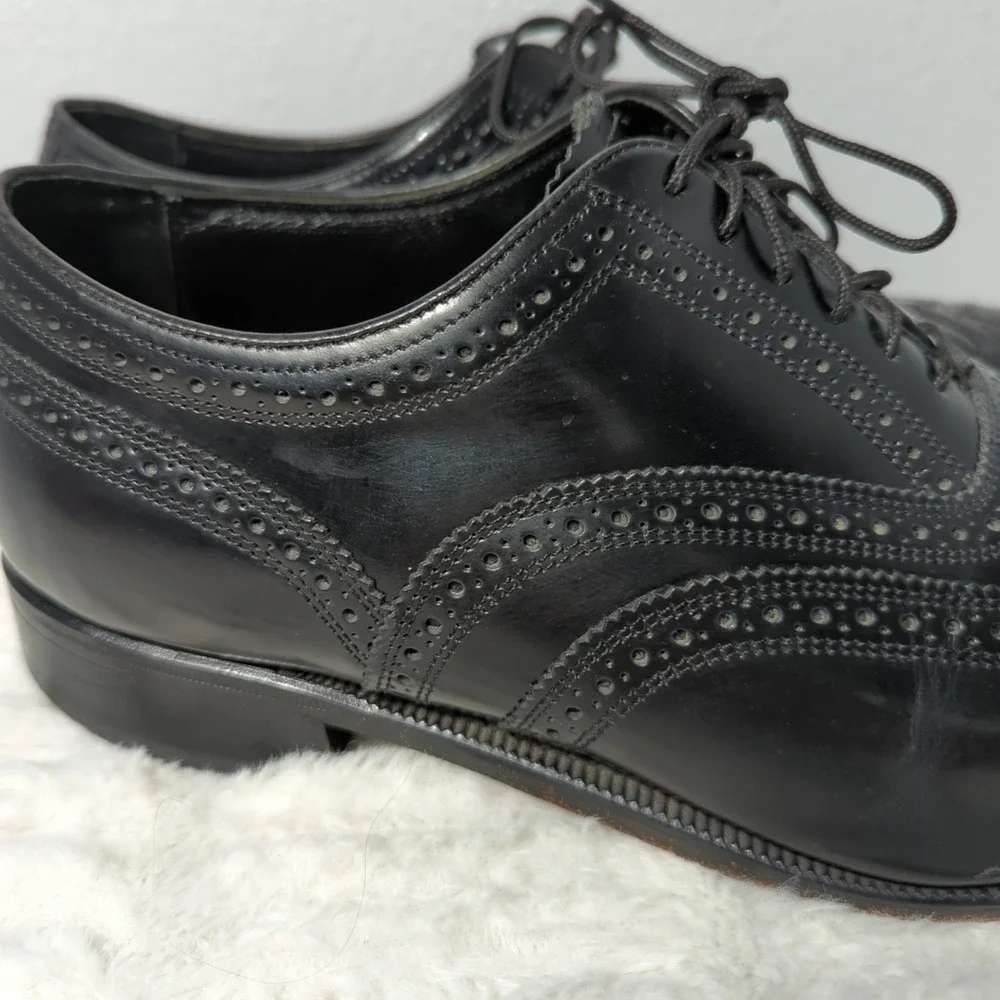 Florsheim Lexington 1706601 Mens Leather 10 3E‎ Black Wingtip Oxford Dress Shoes